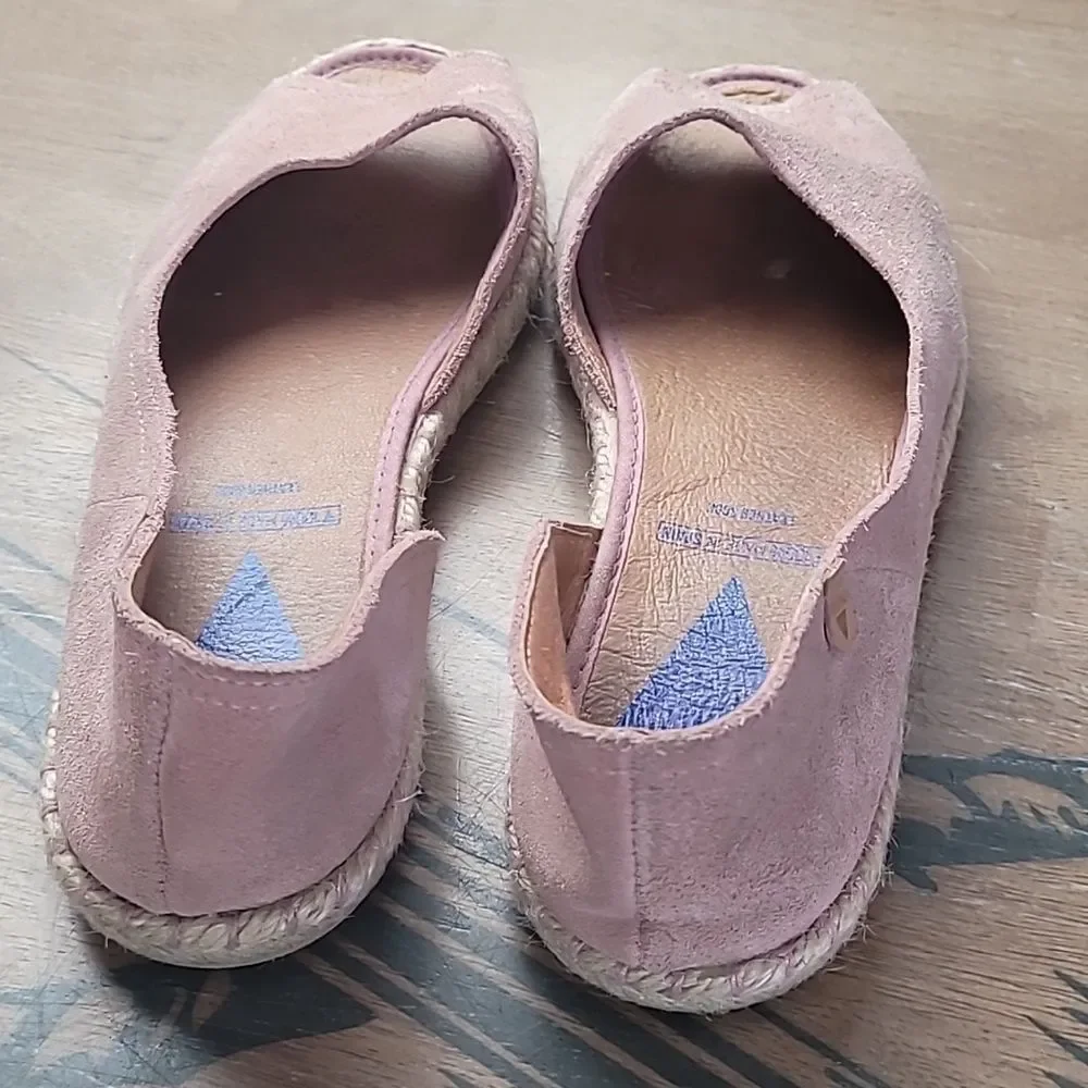 Verbenas Cruz Suede Espadrille Flats Pink Open Toe Size 8.5/9 Comfort Slip On